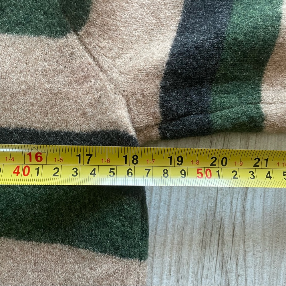 100% Lambswool Beige Stripe Sweater Green&Black stripes size M - Picture 3 of 7